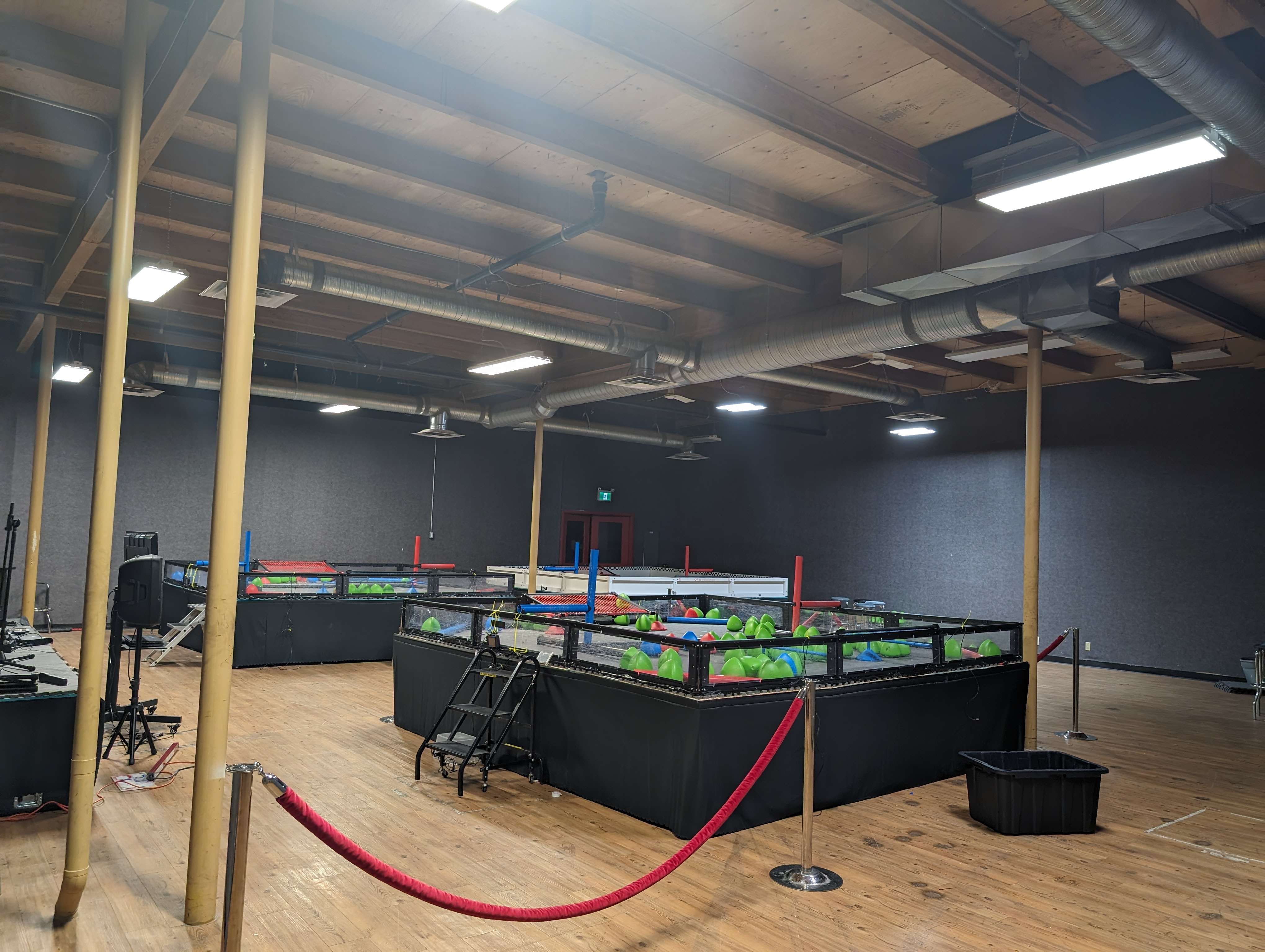 Competition hall with VEX IQ fields set up